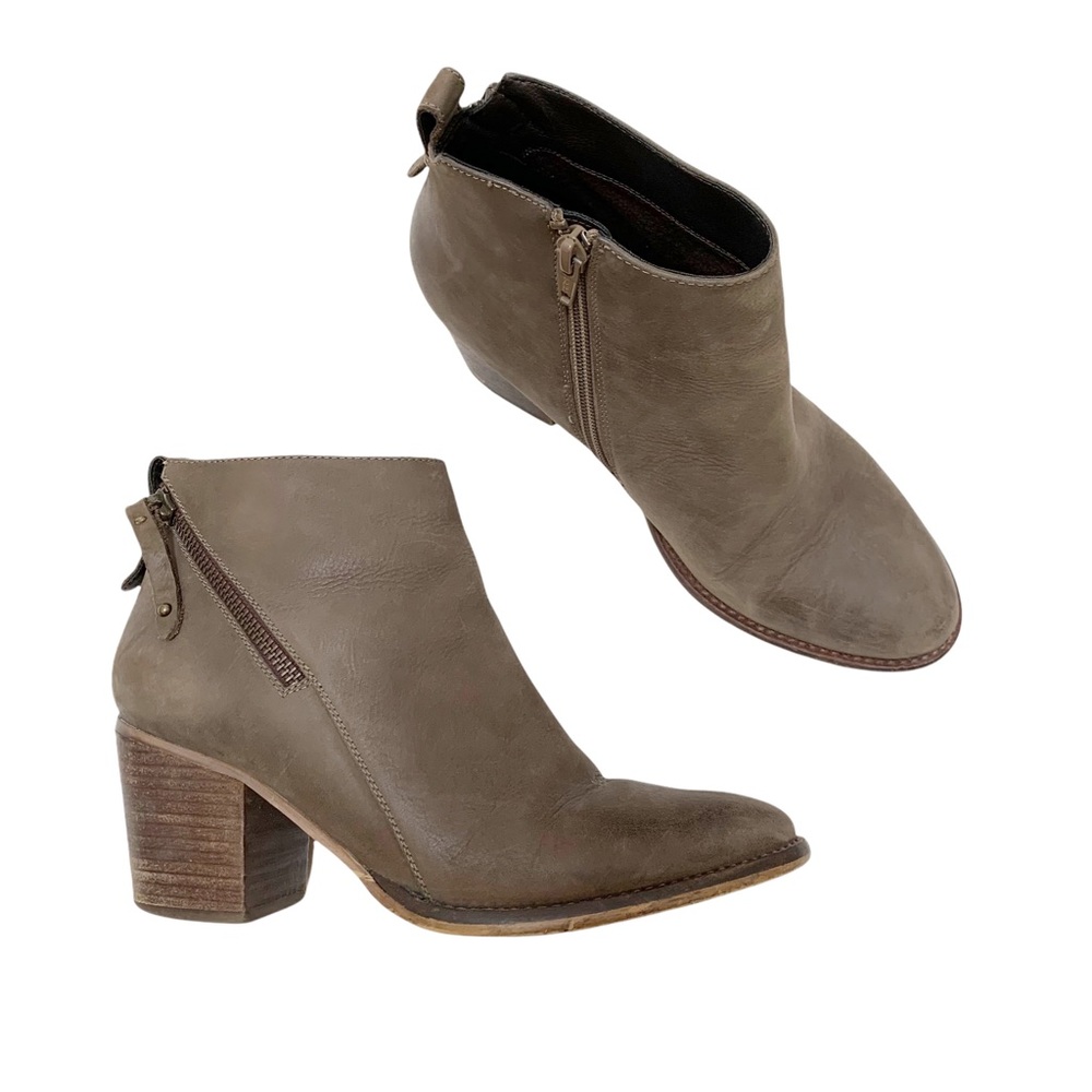Blondo Nivada Ankle Boots Size 9 Taupe Leather Waterproof Heel Women’s Booties